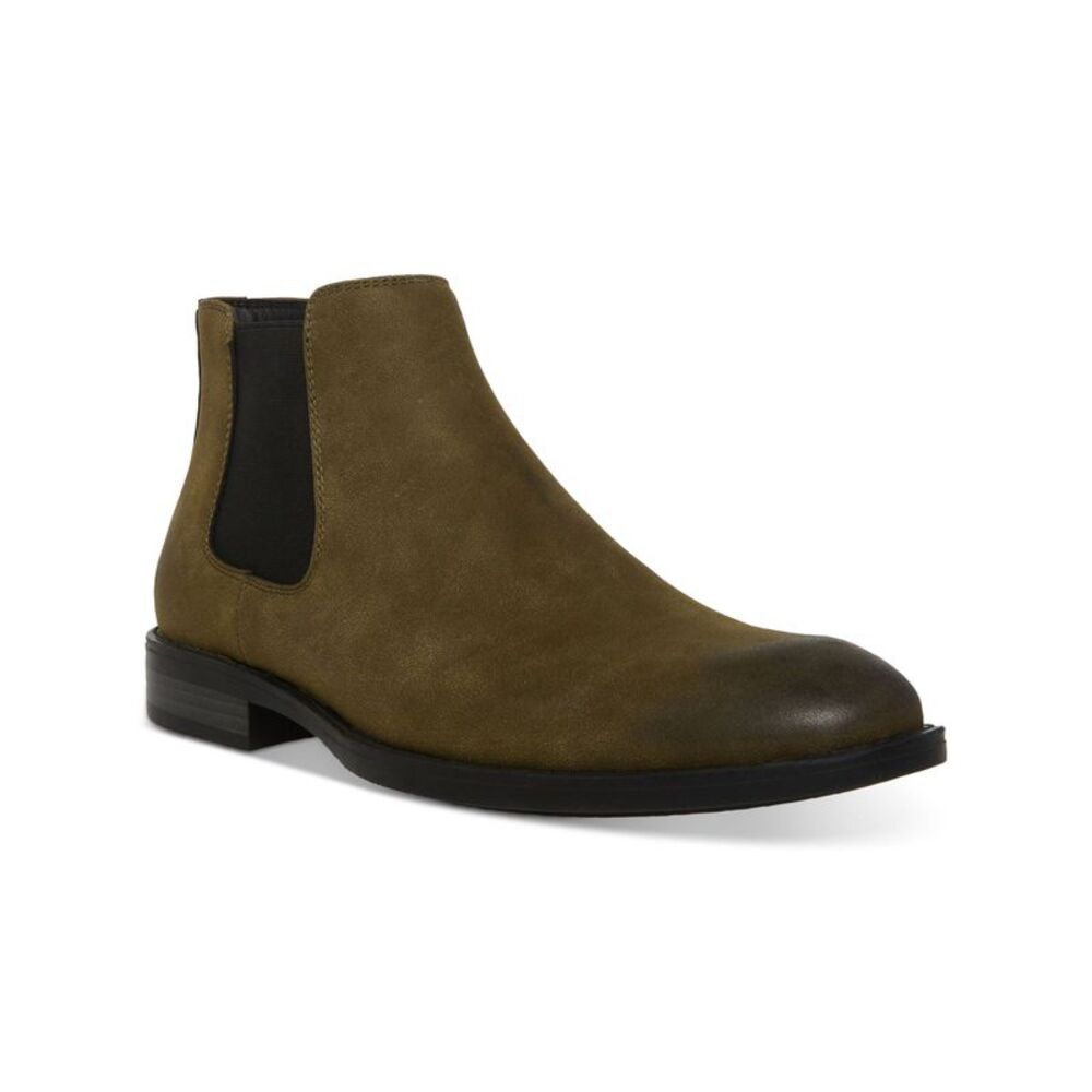MADDEN Mens Green Cushioned Goring Maxxin Round Toe Block Heel Chelsea 10 M